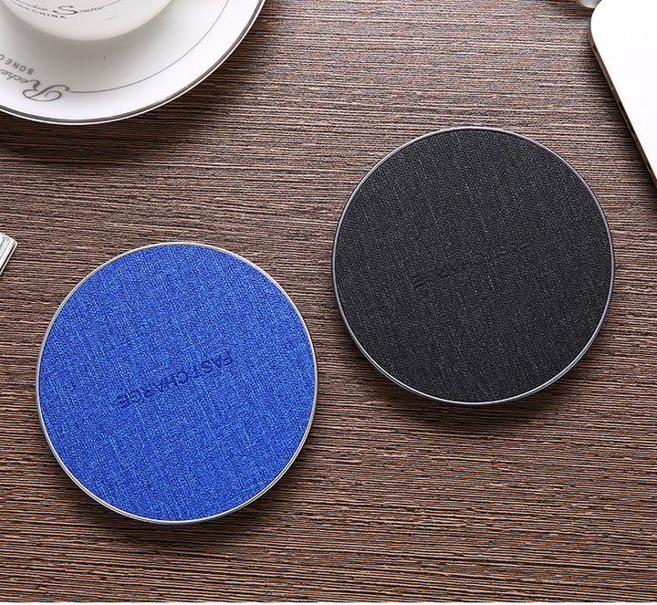 QI fast wireless charger new round fabric wireless charger