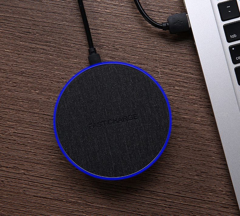 QI fast wireless charger new round fabric wireless charger