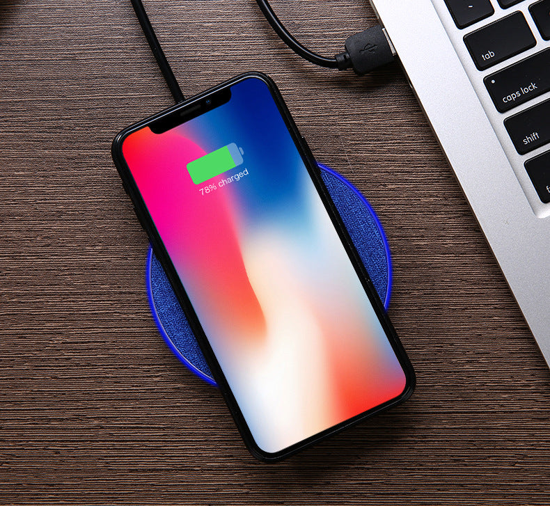 QI fast wireless charger new round fabric wireless charger