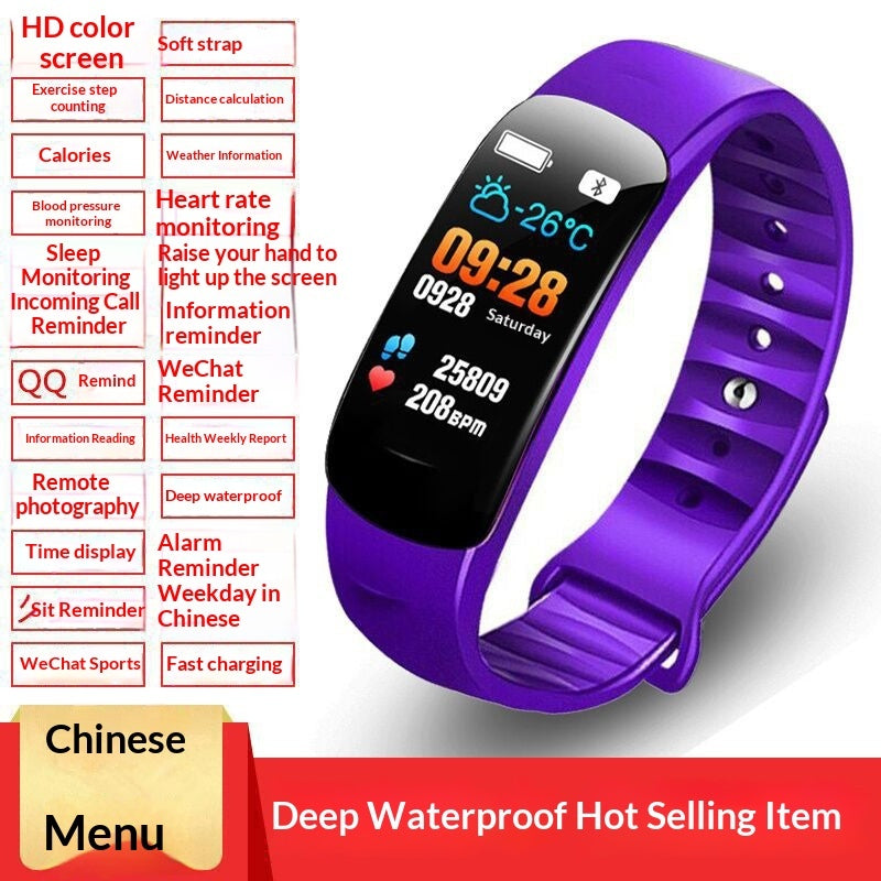 Smart Multifunctional Fitness Pedometer Alarm Clock Bluetooth Watch