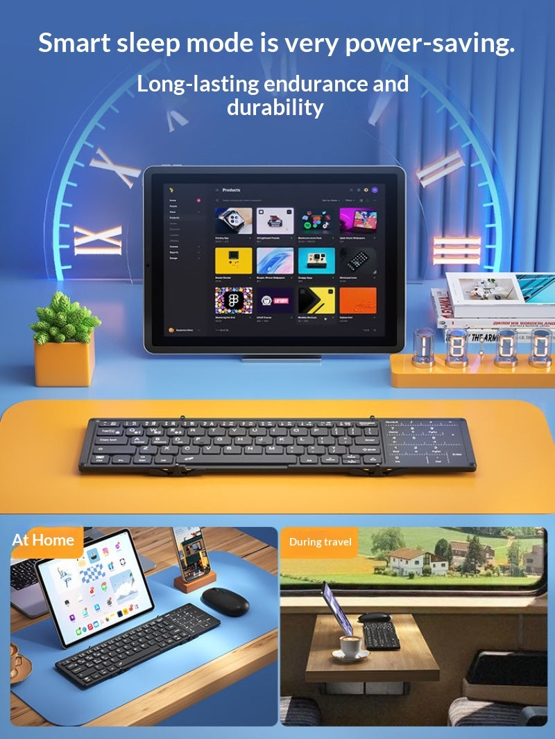 Foldable Wireless Bluetooth Keyboard With Digital Touchpad For External Laptop Use