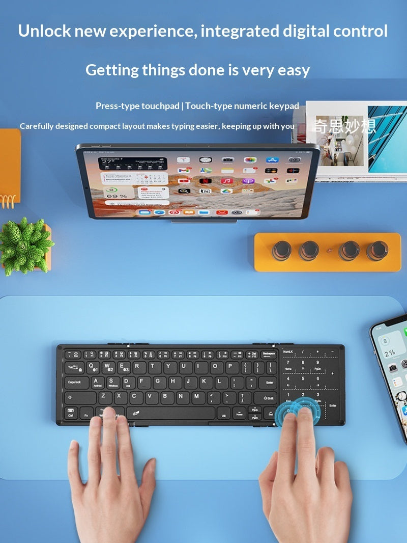Foldable Wireless Bluetooth Keyboard With Digital Touchpad For External Laptop Use